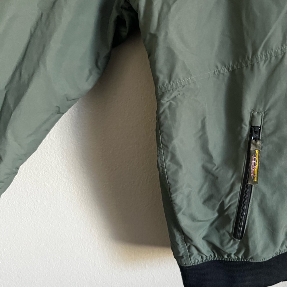 LL BEAN Mens XL TALL Green Windbreaker Jacket Full Zip Fleece Lined - Picture 2 of 5